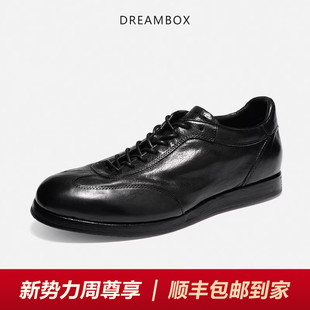 DREAMBOX钧博石洗马皮透气春季德训鞋轻便舒适男士平底休闲板鞋