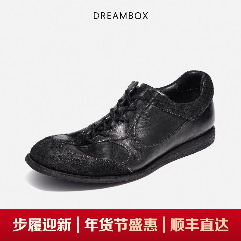 dreambox钧博水洗马皮平底休闲板鞋2025新款软底软面男士德训鞋,流行男鞋,德训鞋,淘宝优惠券,粉丝福利购,淘宝优惠卷