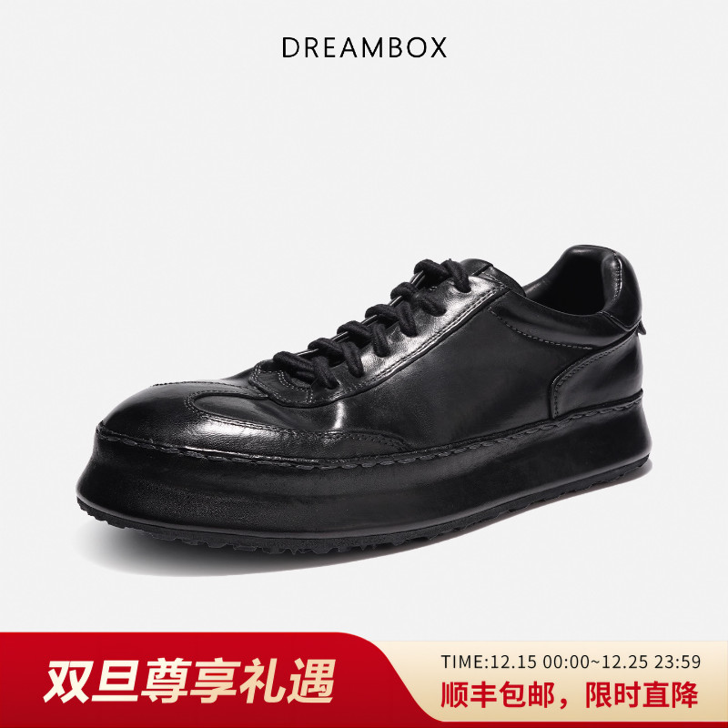 钧博马皮厚底增高休闲板鞋