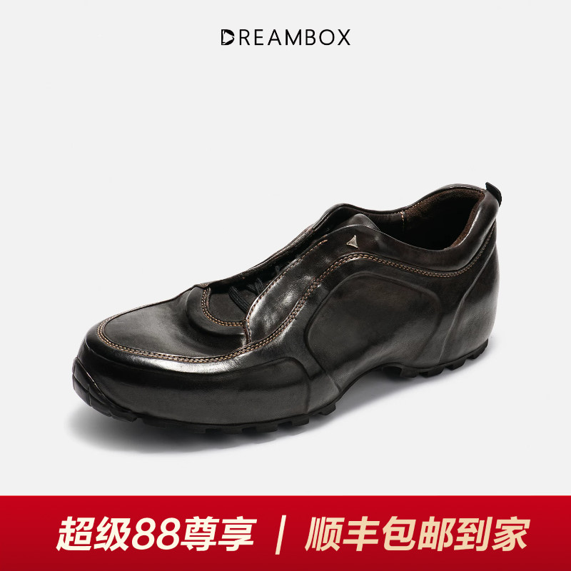 钧博水洗马皮厚底内增高老爹鞋图片