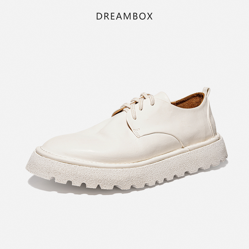 dreambox钧博水洗马皮厚底休闲皮鞋2025夏季新款轻便舒适松糕鞋男