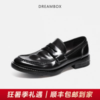DREAMBOX钧博vibram马臀皮纯手工乐福鞋夏季透气固特异一脚蹬皮鞋