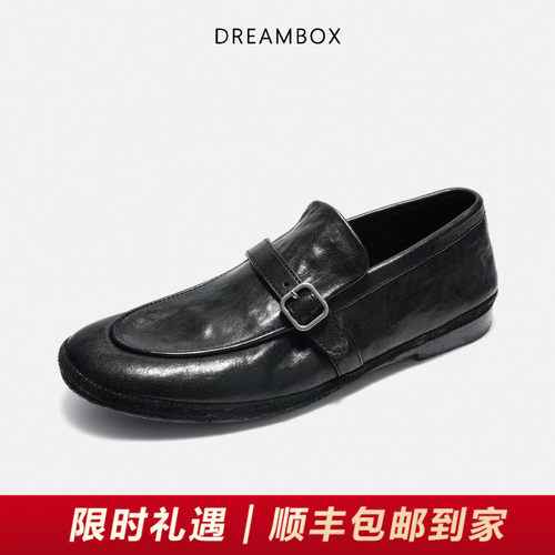 钧博石洗马皮透气乐福鞋