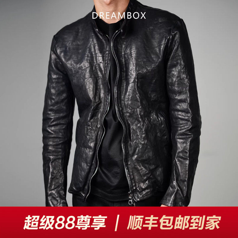 DREAMBOX钧博2025新款瑞士riri拉链皮衣水洗马皮复古皮夹克外套