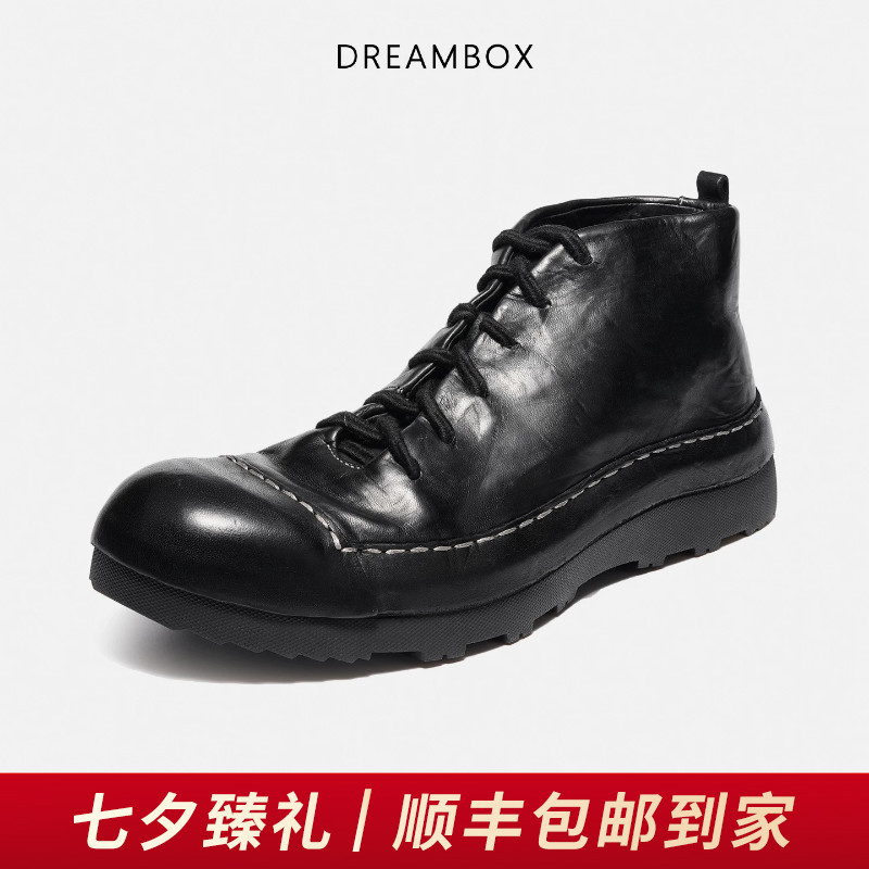 钧博秋冬新款马皮高帮包头男鞋
