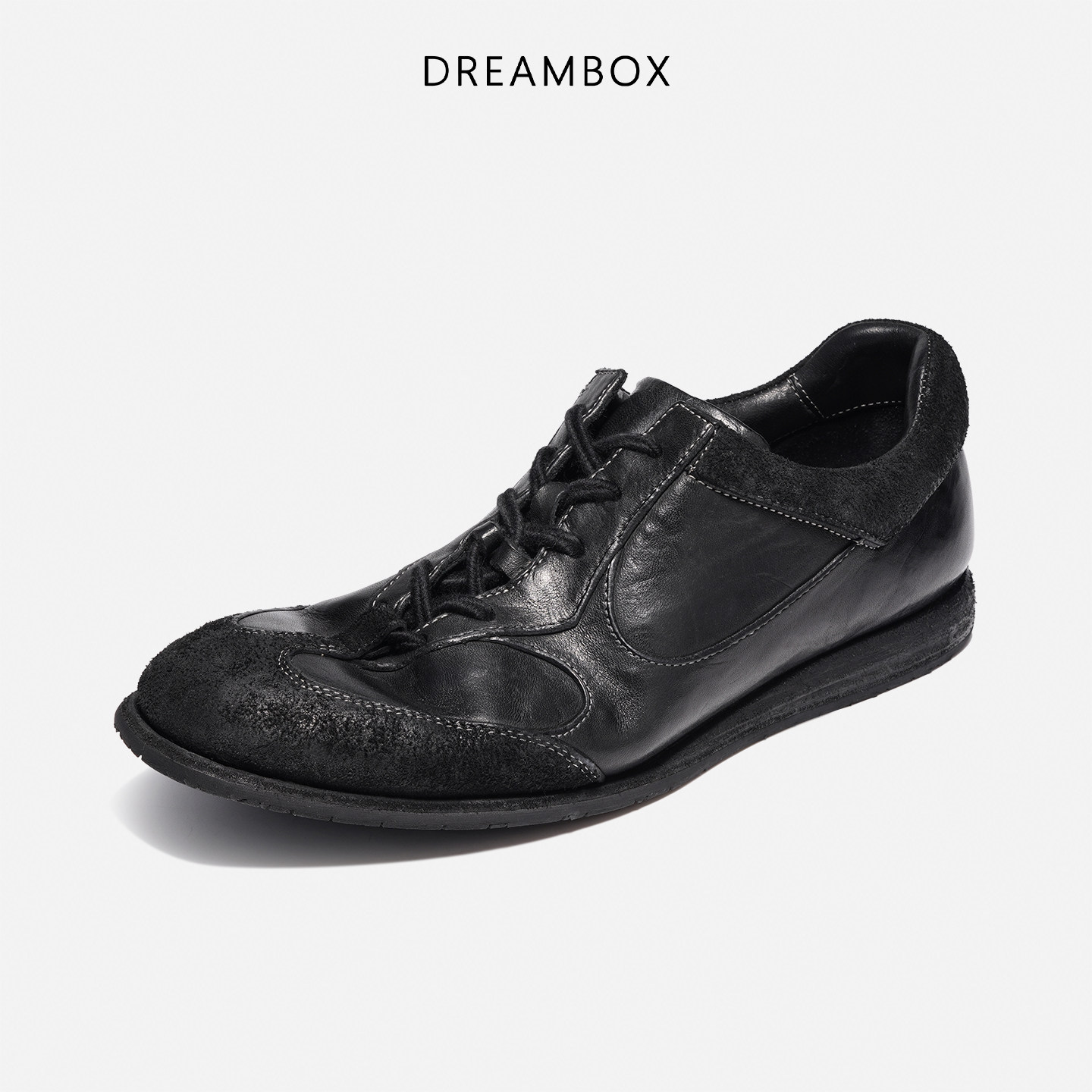 DREAMBOX钧博水洗马皮平底德训鞋