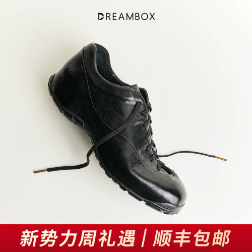 钧博马皮厚底增高老爹鞋