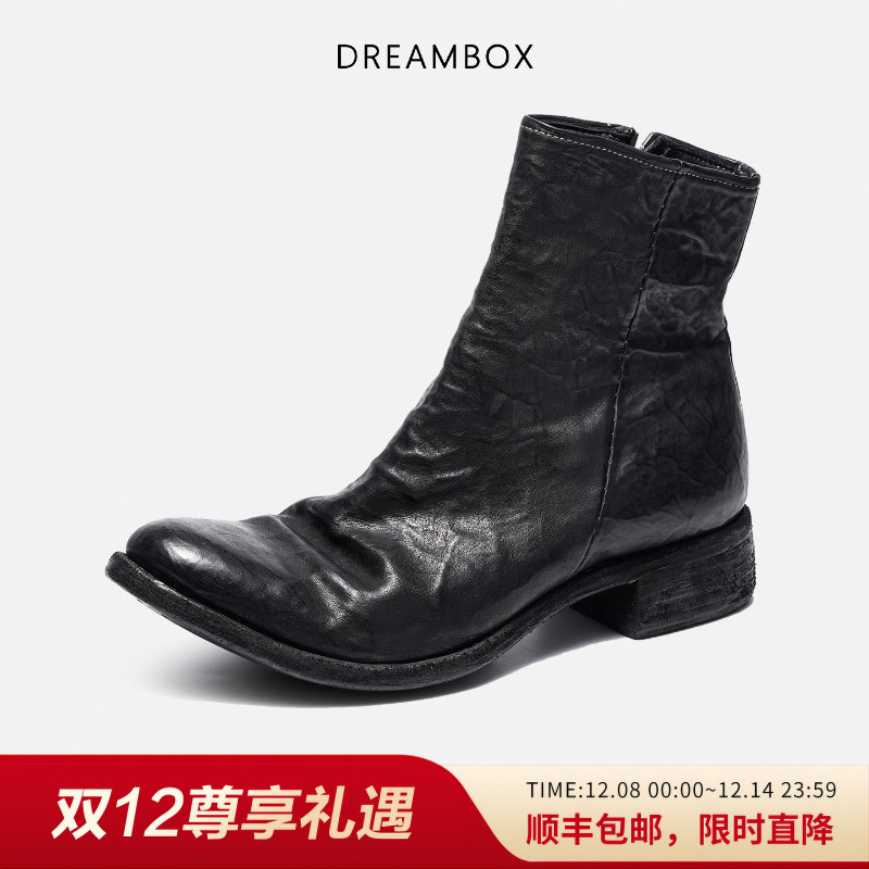 钧博进口袋鼠皮尖头侧拉链皮靴