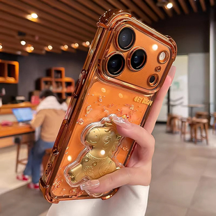 新款橙色立体马上有钱适用苹果17promax手机壳iphone16镜头全包15plus气囊防摔14透明高级13情侣男女12外壳11