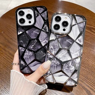 max男女机壳菱苹果12pro护套闪粉适用电镀大理石防摔高级13格纹iphone14promax硅胶新款 1115感保渐变手13pm软