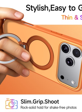 360度旋转支点壳适用于苹果17ProMax手机壳iPhone17Pro新款17外壳磁吸十七高级感防摔网红16promax橙色保护套
