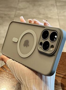 磨砂13ProMax镜头iphone15promax女原色男潮12感套新款1514防摔苹果高级全包PM苹果苹果磁吸手适用机壳Pro钛