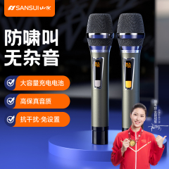 山水万能无线话筒家用K歌一拖二U段接收器户外KTV唱歌麦克风通用