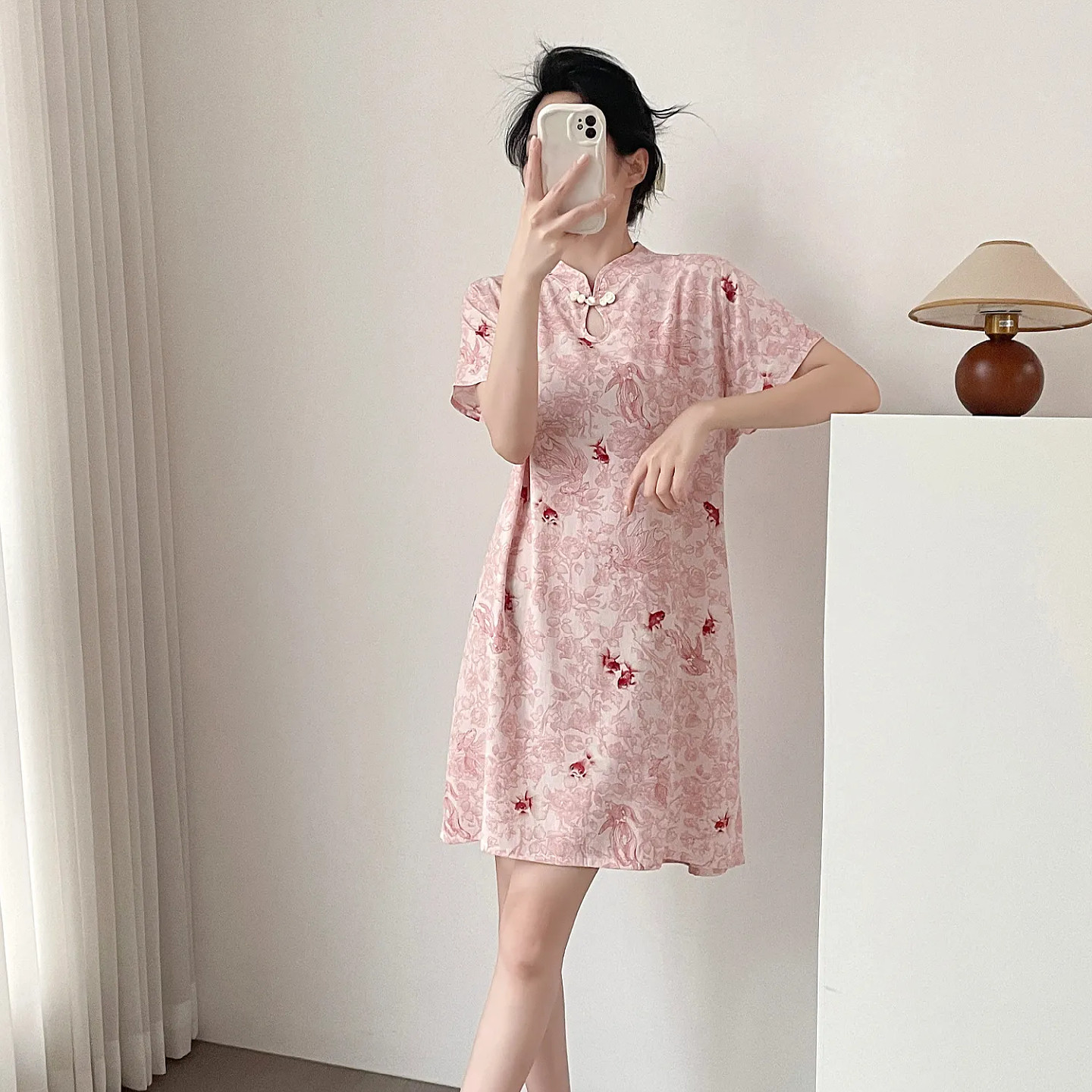 2026新款棉绸旗袍睡裙短款女睡裙