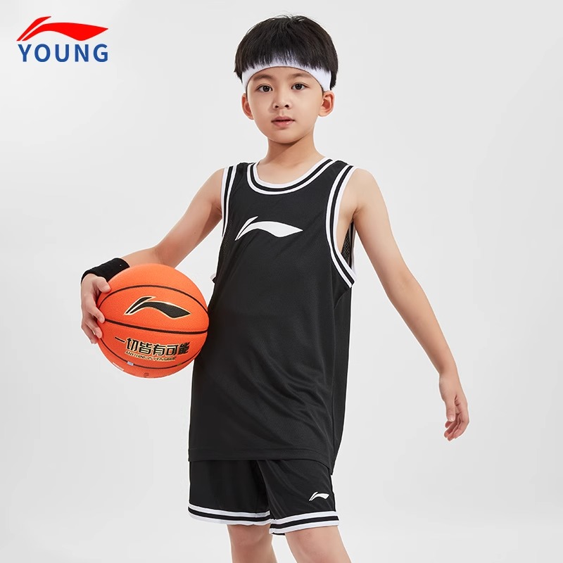李宁童装篮球服套装男童夏季中大童男生背心短裤速干透气运动球服