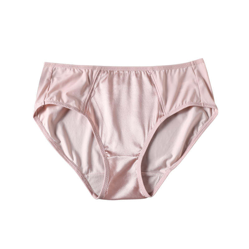 19姆米真丝弹力缎女士中腰内裤舒适透气裸感无痕桑蚕丝包臀三角裤