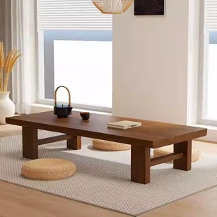 实木榻榻米茶几日式客厅家用矮桌子长条桌阳台桌新中式禅意矮茶桌