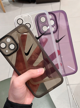 ins透明黑紫色适用苹果14pro手机壳防摔13Nike男女款12TPU软15xsmax/xr硅胶11潮牌潮流8plua全包镜头16不掉色
