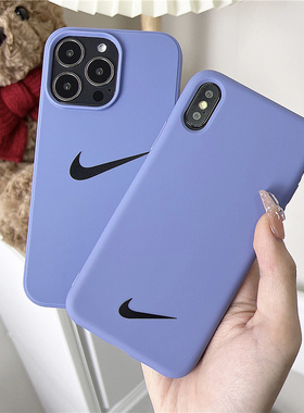 薰衣草蓝色16大孔适用苹果14pro手机壳8plus潮牌13Nike男女xsmax/11磨砂硅胶12软15TPU硅胶防摔保护套软壳