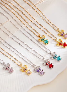 儿童史迪仔金色水晶锁骨链