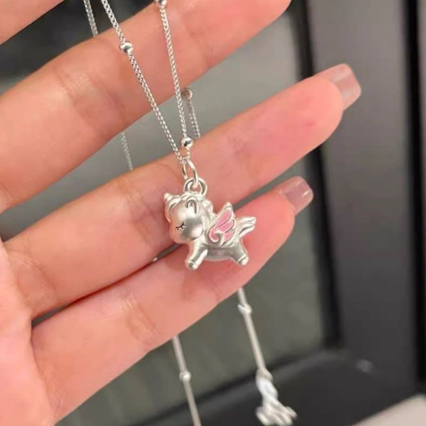 儿童卡通独角兽猫咪锁骨链