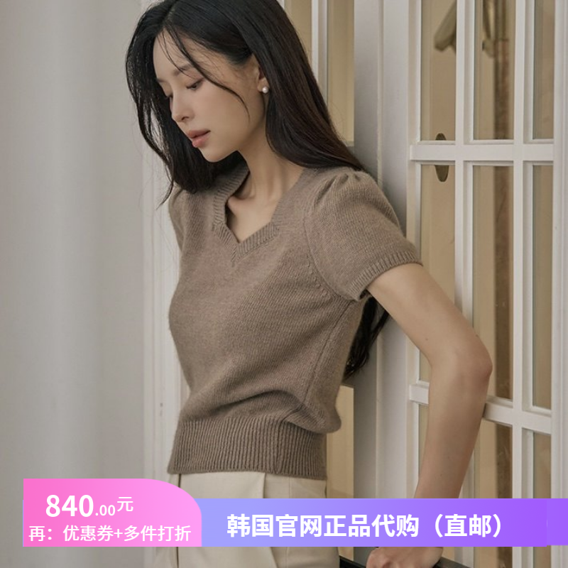 25秋冬高级感羊绒羊毛针织衫短袖气质女正品韩国代购高档好看毛衣