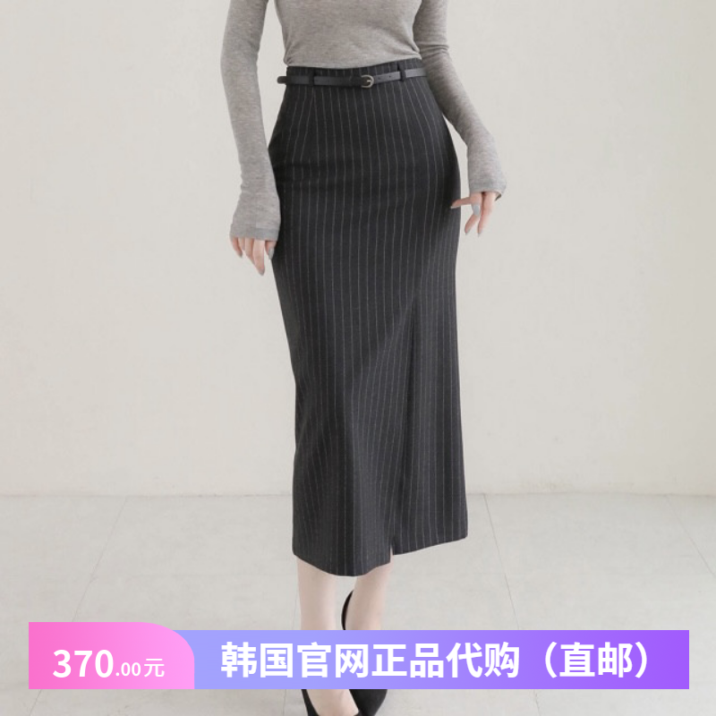 春秋高级感条纹西装半身裙ol通勤女正品韩国代购轻熟风职业一步裙