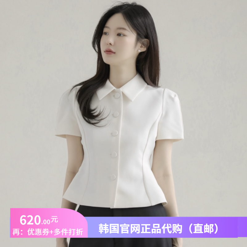夏季高级感小翻领短外套ol通勤女装正品韩国代购修身干练气质上衣