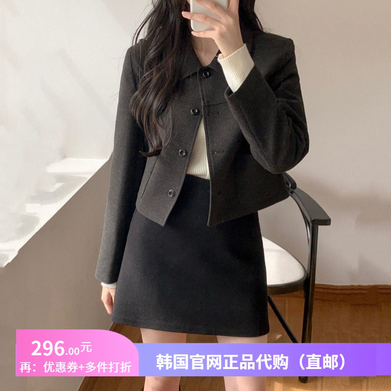 春秋冬羊毛呢子半身裙a字女reine正品韩国代购新款小个子迷你短裙