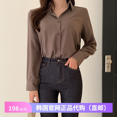 春秋基础款OL通勤衬衫长袖女式attrangs韩国代购新款翻领职业上衣