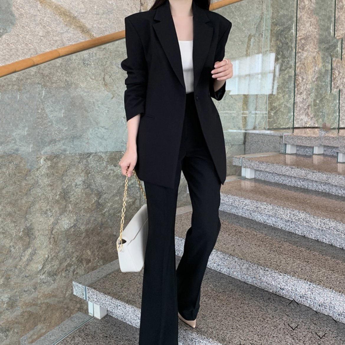 春秋高档黑色西裤ol通勤女装正品韩国代购宽松直筒正装直筒长裤子