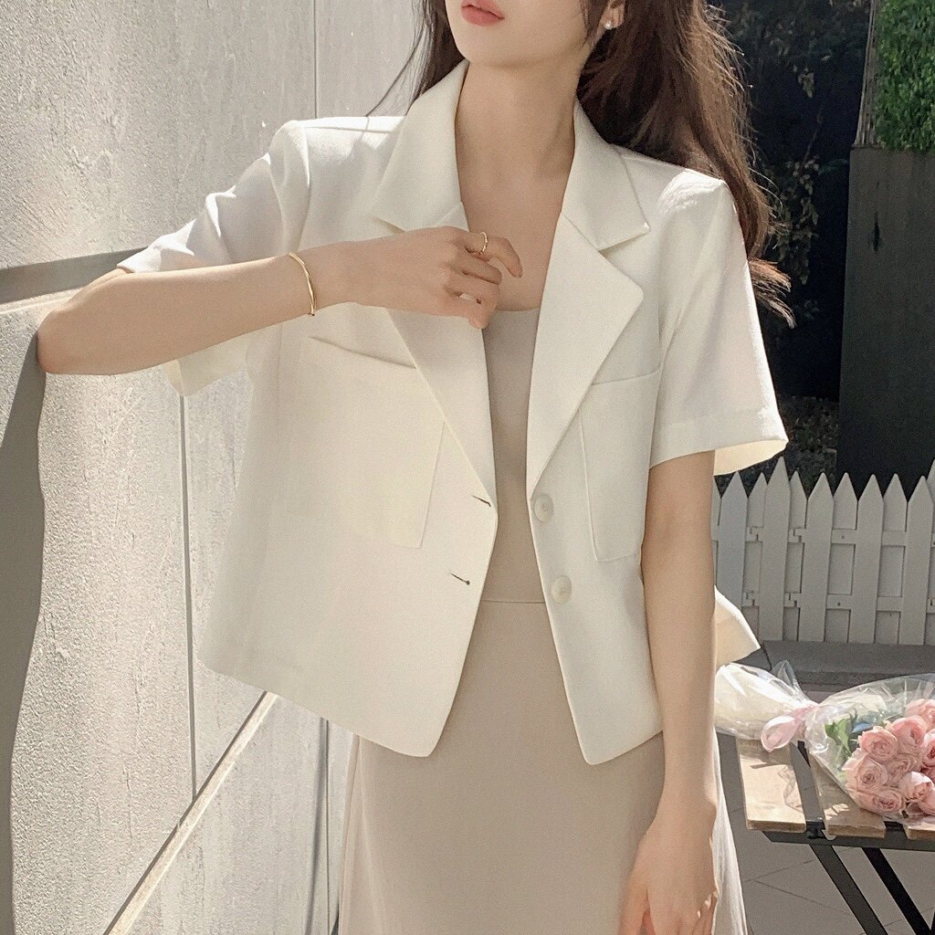 韩国正品夏季小西装短外套attrangs代购通勤穿搭薄款宽松女版上衣