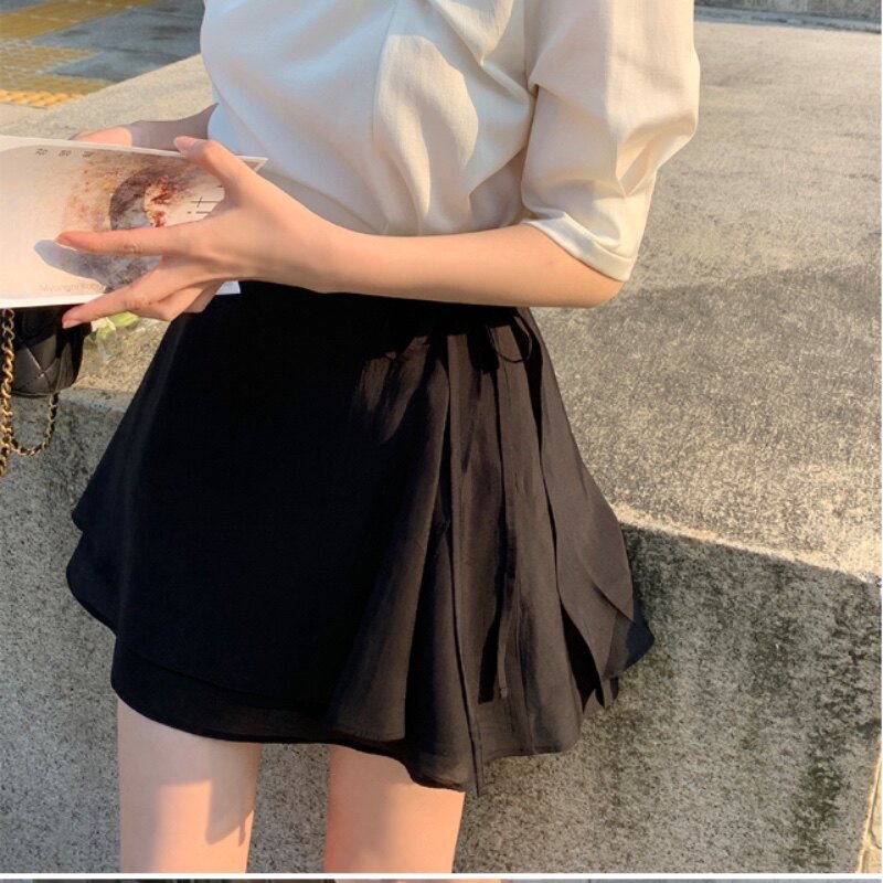 2025夏季清新少女半身裙小个子女韩国代购attrangs正品新款小黑裙