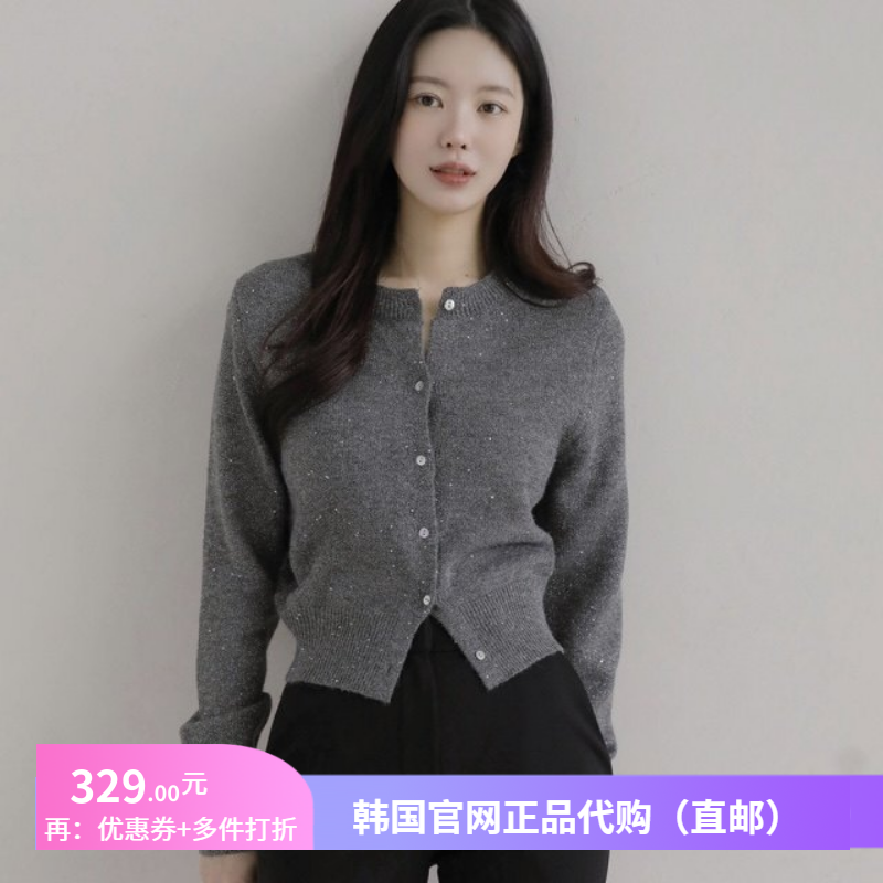 26春秋轻熟风羊毛针织开衫女正品韩国代购通勤外套知性气质短毛衣