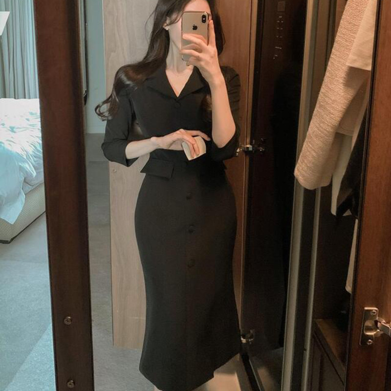 2025春季高档鱼尾连衣裙优雅气质女装fromdayone韩国代购a字裙子