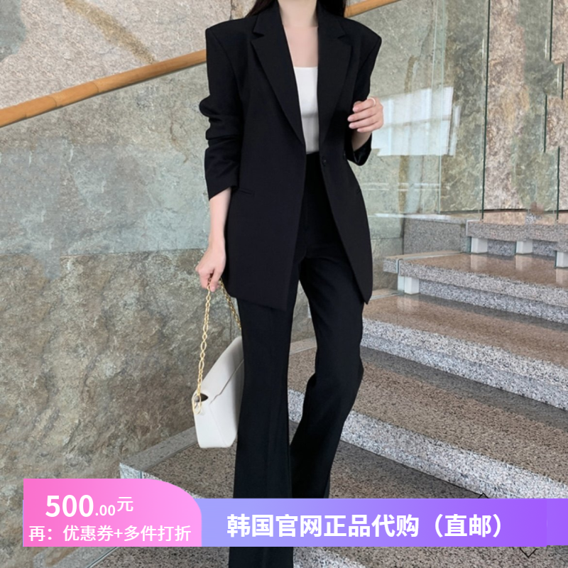 春秋高档黑色西裤ol通勤女装正品韩国代购宽松直筒正装直筒长裤子