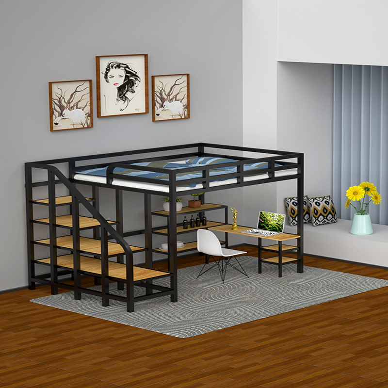 北欧铁艺上下铺铁床简约上床下桌