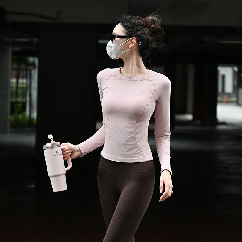 Beemen无缝一体织瑜伽服女上衣秋冬打底健身圆领修身运动长袖T恤,运动服/休闲服装,健身衣,淘宝优惠券,粉丝福利购,淘宝优惠卷