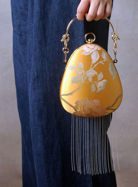 KK9_原创设计复古迷你水滴口金单肩斜挎中式国风手提包古典女包邮