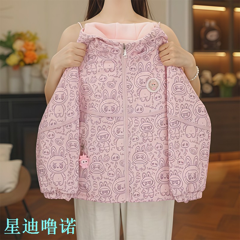 冬装女孩冬季双面外套布新款棉服穿儿童加绒2025洋气上衣拉布女童