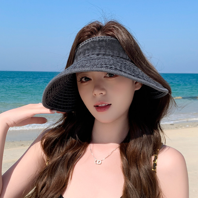 帽子女夏季新款牛仔空顶防晒帽子