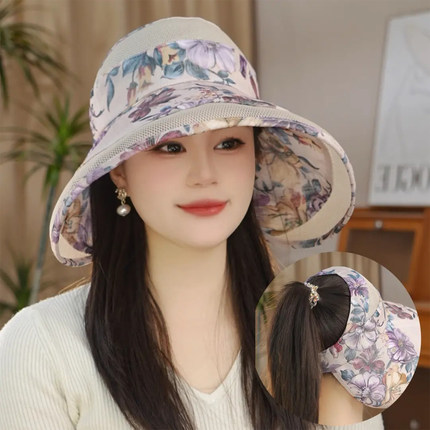 夏季轻薄透气遮阳帽女防晒防紫外线2026新款可折叠大檐遮脸防晒帽