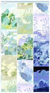 青霭间 冰川研究所超大背景PET和纸胶带多元素拼图手帐咕卡素材