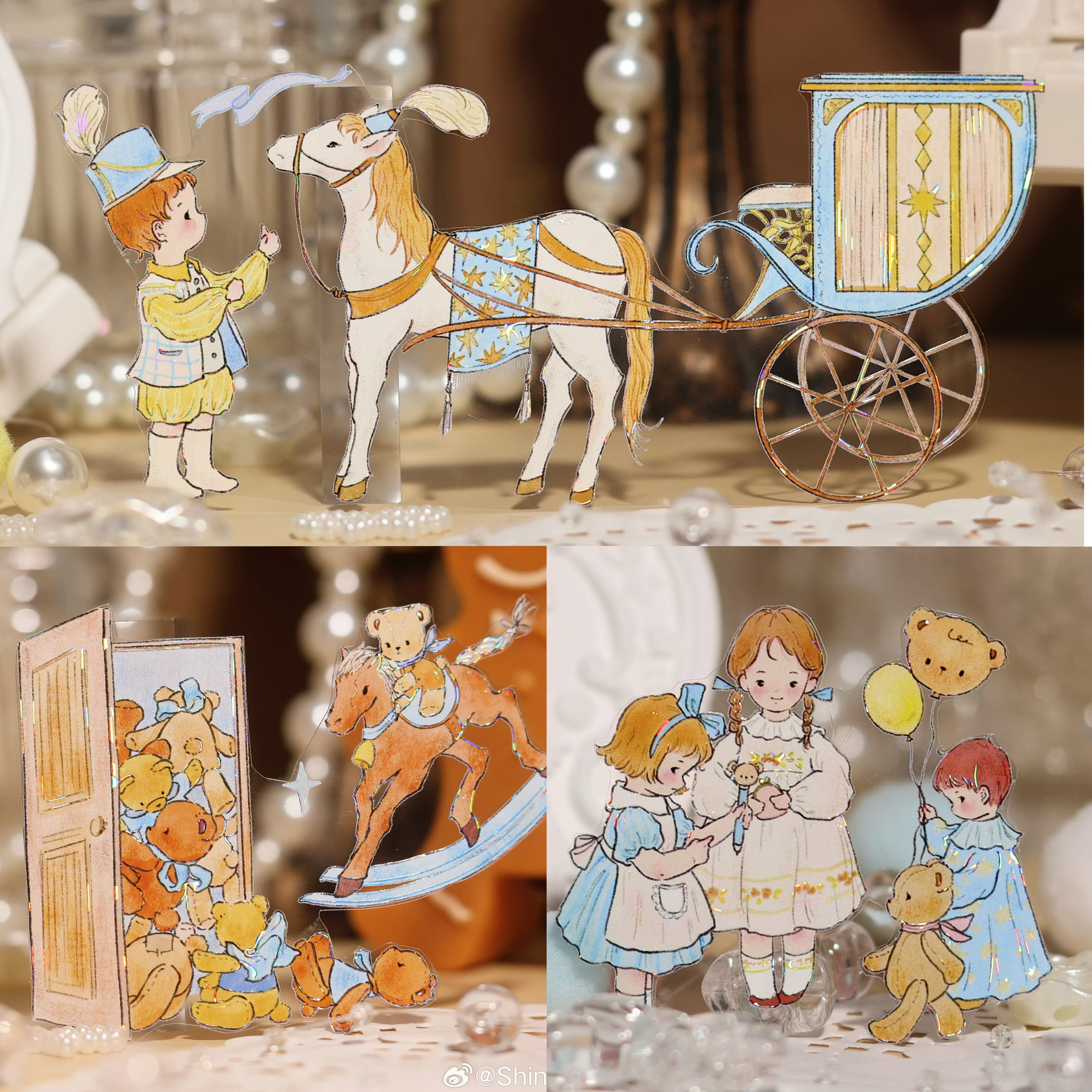 玩趣梦想国 Shine新品人物胶带PET贝壳光童趣可爱卡通女孩洋