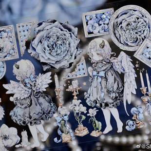 圣临神域双S联名pet人物胶带暗黑背景天使狮子太太绘流麻咕卡素材