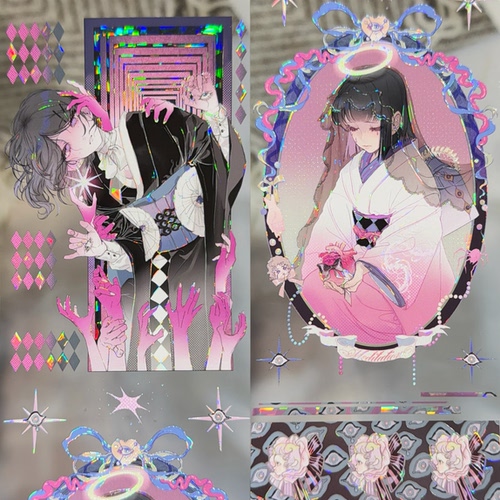XXstudio织梦局PET贝壳光胶带新款人物少女二次元咕卡流麻手帐素
