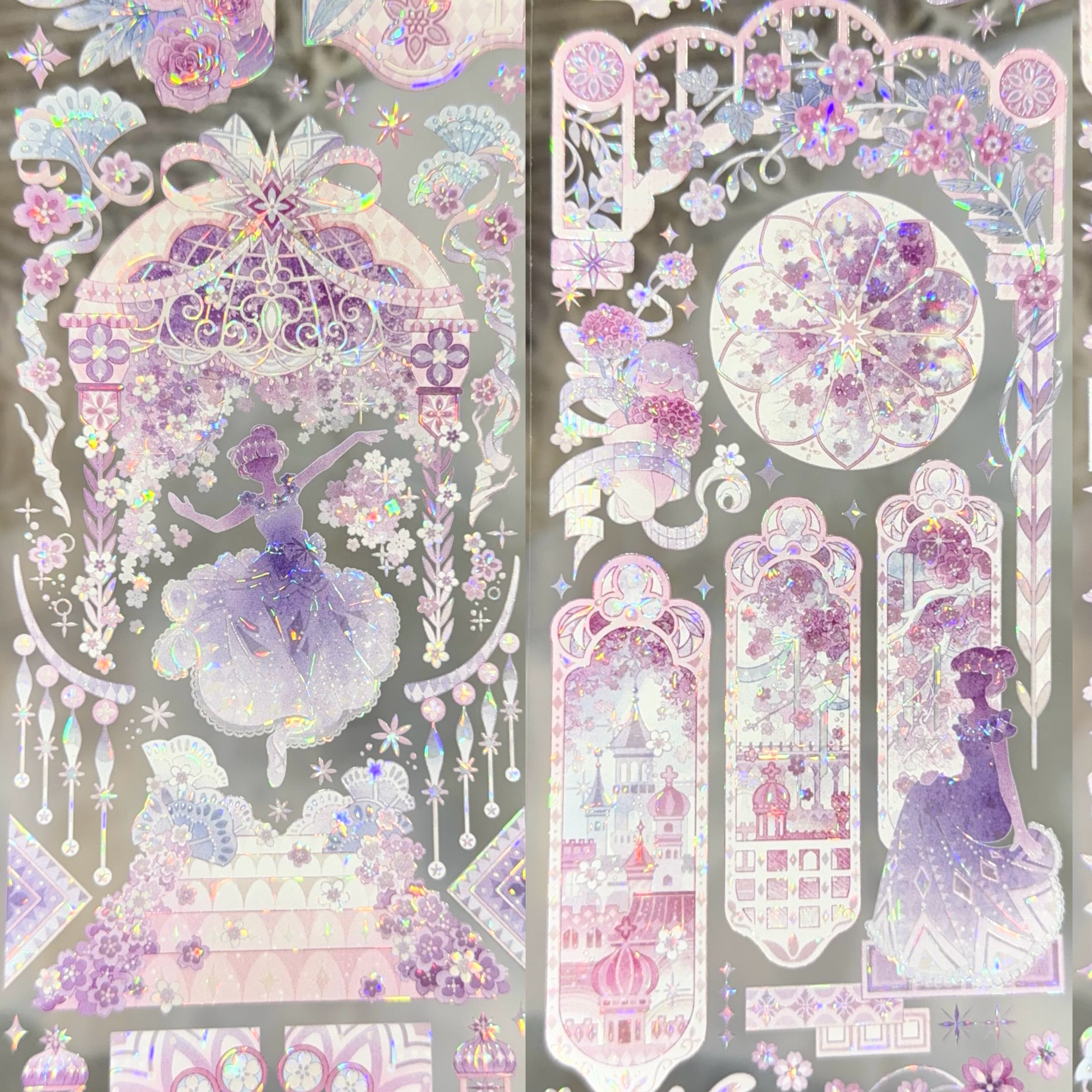 Shine绯夜星穹华尔兹PET贝壳光胶带华丽梦幻城堡人物绝美手帐素材