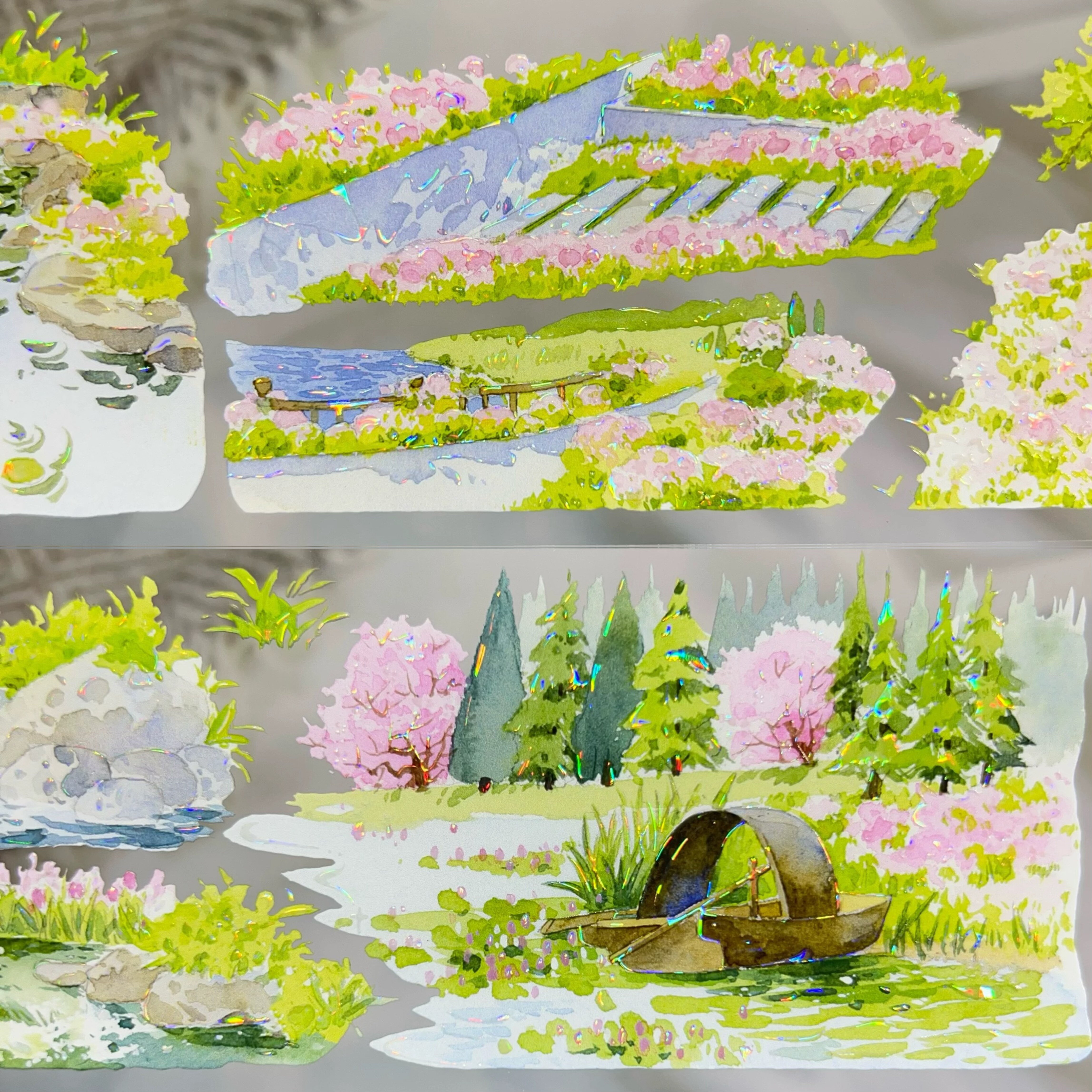 小隐于野 春光一隅田园诗篇蔷薇花园街边小铺贝壳光手帐造景素材