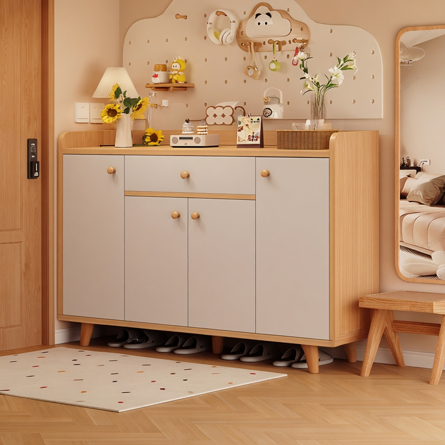 实木腿鞋柜家用门口2025新款鞋架