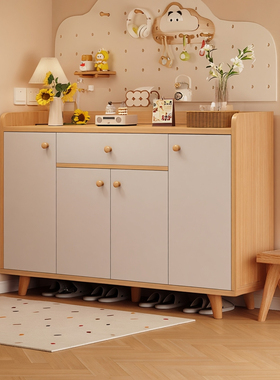 实木腿鞋柜家用门口2025新款防尘多层大容量入户玄关收纳柜子鞋架